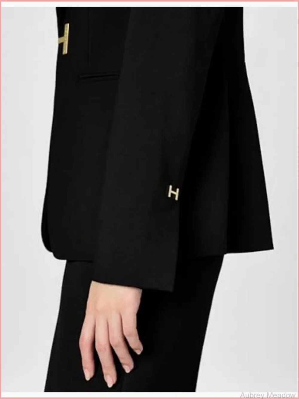 Women's H Closure Woven Blazer Office Workwear Suit Jacket